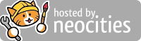 photo of the neocities logo/mascot with text saying hosted by neocities